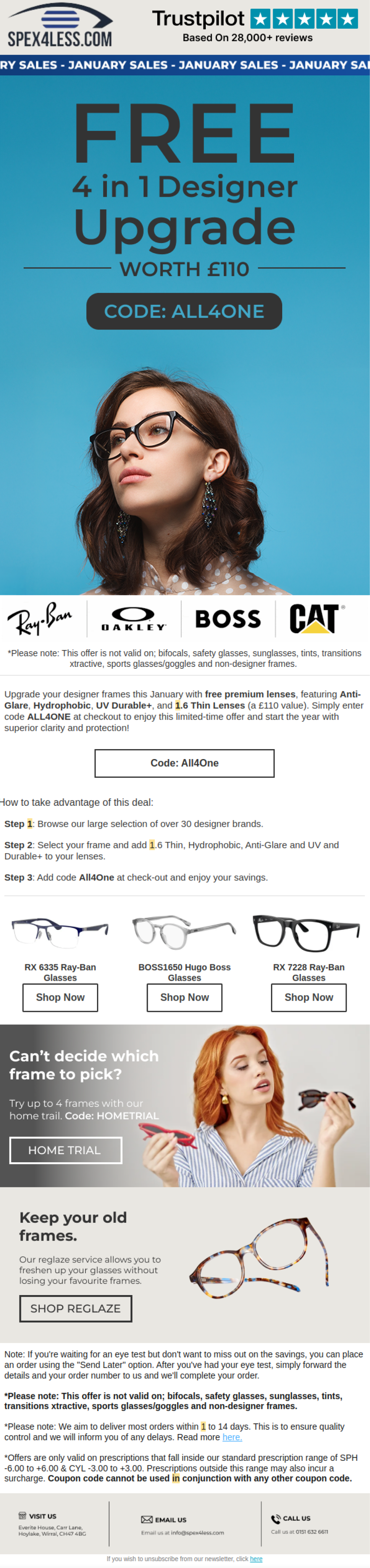 Spex4Less automated customer email