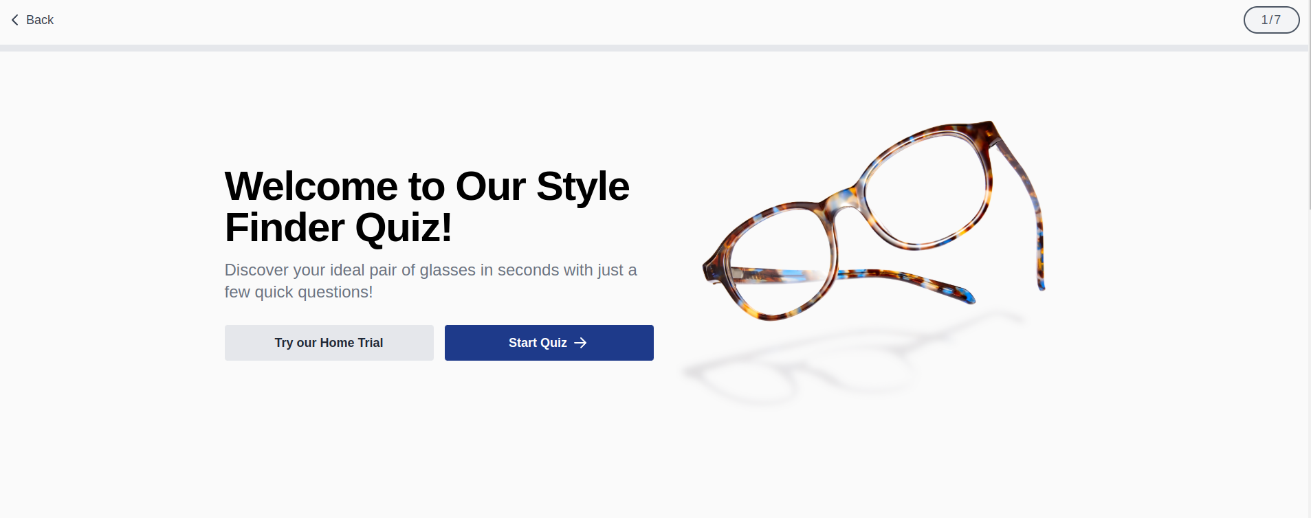 Interactive Spex4Less eyewear quiz